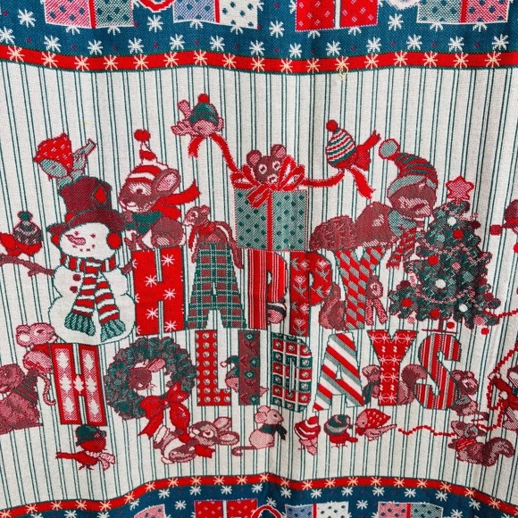Vintage Happy Holidays Snowman Woven Tapestry Throw Blanket‎ 58 x 49 Christmas - Picture 4 of 9